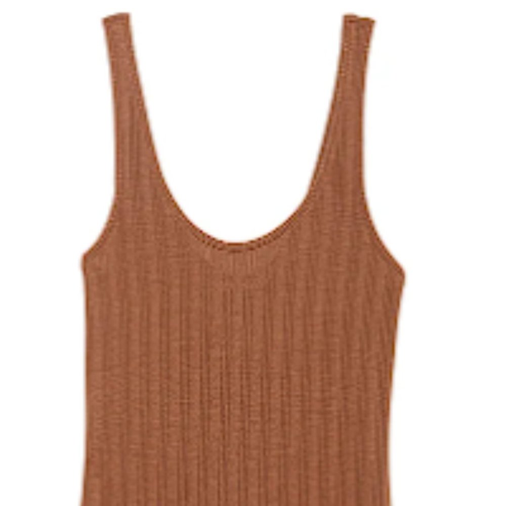 VICTORIA'S SECRET Luxe Modal Ribbed Slip / Nightgown Caramel Sexy NWT - Picture 5 of 6